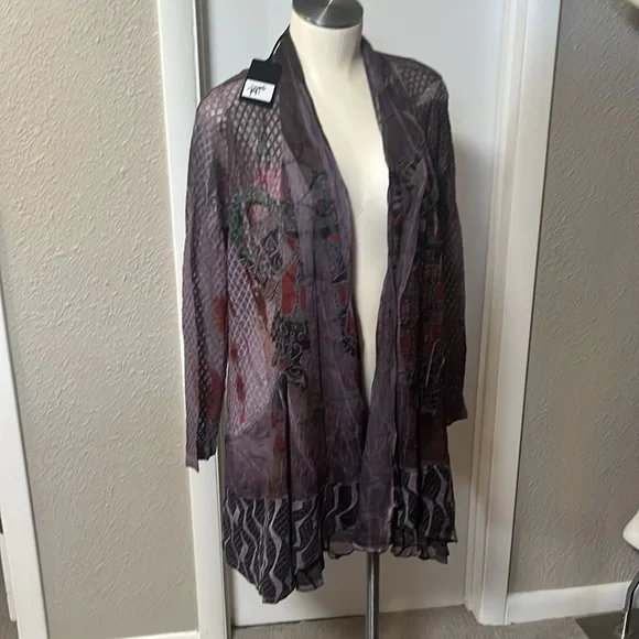 NWT purple lacy cardigan women’s size small long sleeve lightweight - Picture 2 of 14